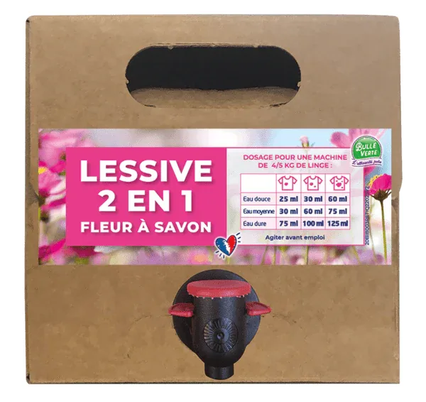 Lessive liquide 2 en1 fleur à savon BIB 3L Bulle Verte